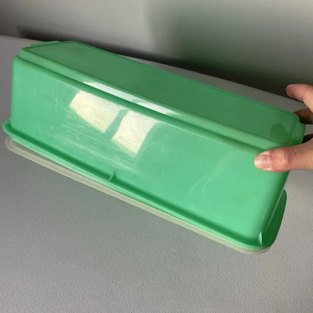 Vintage Tupperware Jade Green Celery Vegetable Keeper Crisper With Tray USA